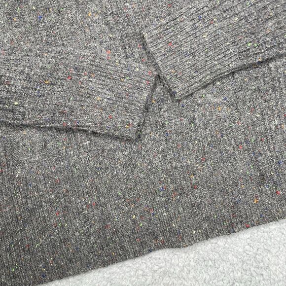 Something Navy Cable Knit Sweater Womens Small Gray Puff Shoulder Speckled Wool - Picture 5 of 14